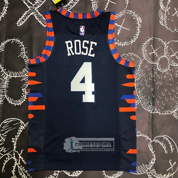 Camiseta New York Knicks Derrick Rose NO 4 Ciudad Edition 2019-20 Azul